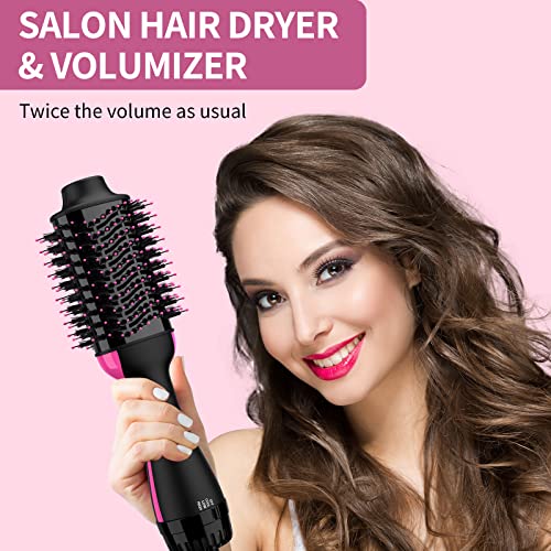Hair Dryer Brush Blow Dryer Brush in One Upgraded 4 in 1 Hair Dryer and Styler Volumizer with Negative Ion Anti-frizz Ceramic Titanium Barrel Hot Air Brush Hair Straightener Brush 75MM Oval Shape Umeely