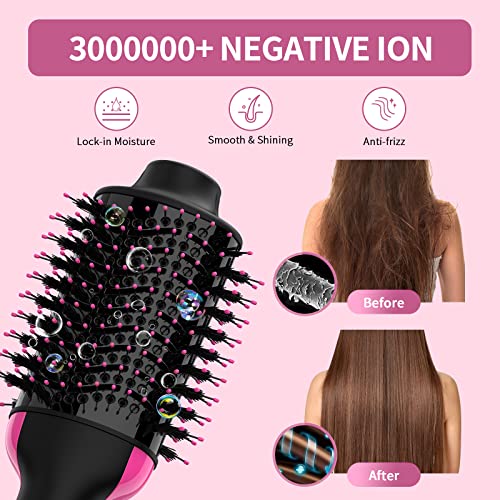 Hair Dryer Brush Blow Dryer Brush in One Upgraded 4 in 1 Hair Dryer and Styler Volumizer with Negative Ion Anti-frizz Ceramic Titanium Barrel Hot Air Brush Hair Straightener Brush 75MM Oval Shape Umeely