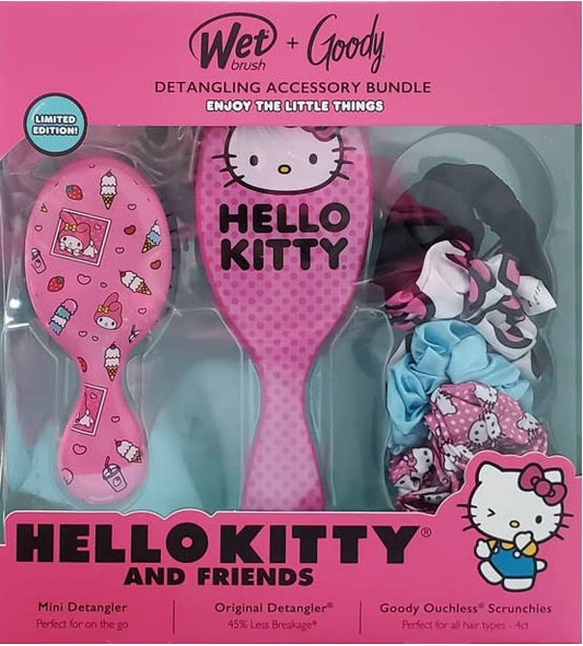 Wet Brush + Goody Detangling Accessory Bundle Hello Kitty And Friends Scrunchies Set Kit (1632833), 1.0 Ounce Wet Brush