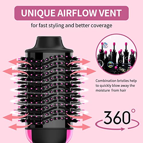 Hair Dryer Brush Blow Dryer Brush in One Upgraded 4 in 1 Hair Dryer and Styler Volumizer with Negative Ion Anti-frizz Ceramic Titanium Barrel Hot Air Brush Hair Straightener Brush 75MM Oval Shape Umeely