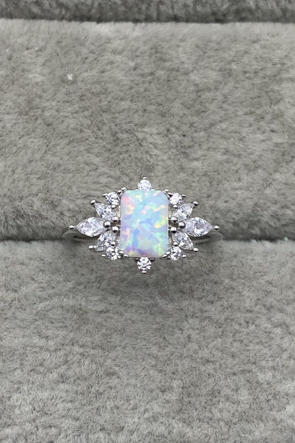 925 Sterling Silver Zircon and Opal Ring Trendsi