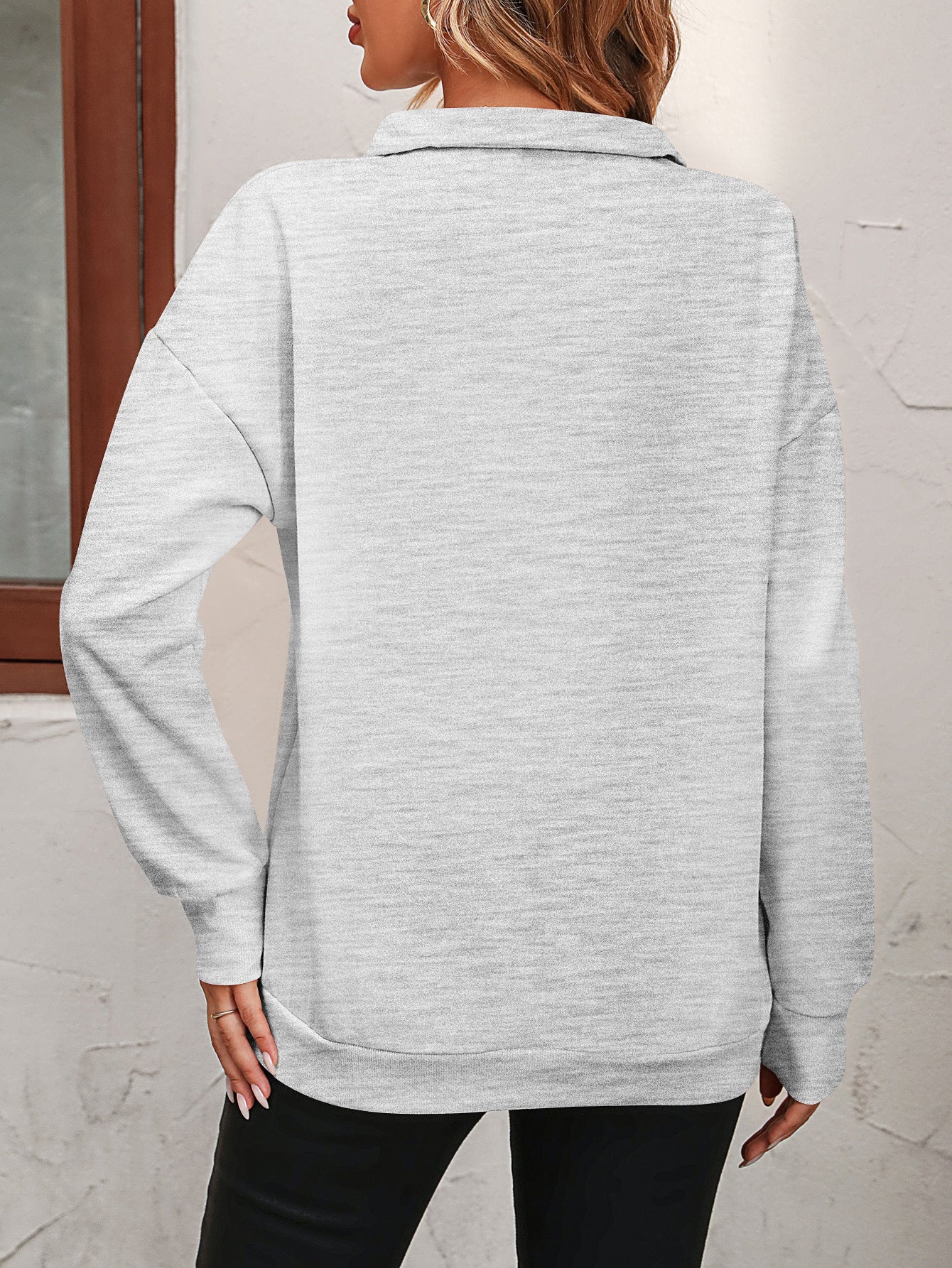 Zip-Up Dropped Shoulder Sweatshirt Trendsi