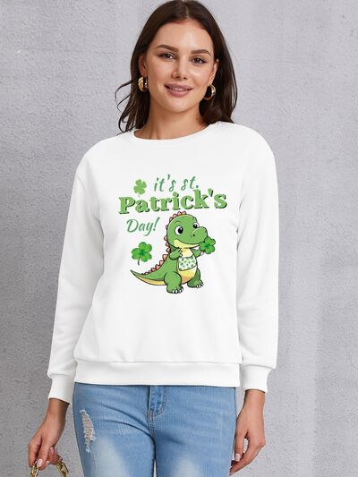 IT'S ST. PATRICK'S DAY Graphic Round Neck Sweatshirt Trendsi