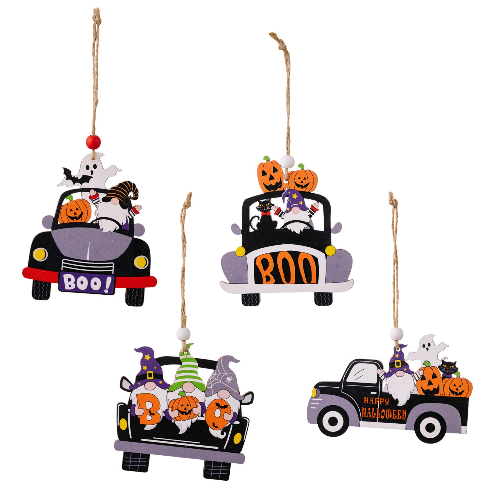 4-Piece Halloween Element Car-Shape Hanging Widgets Trendsi