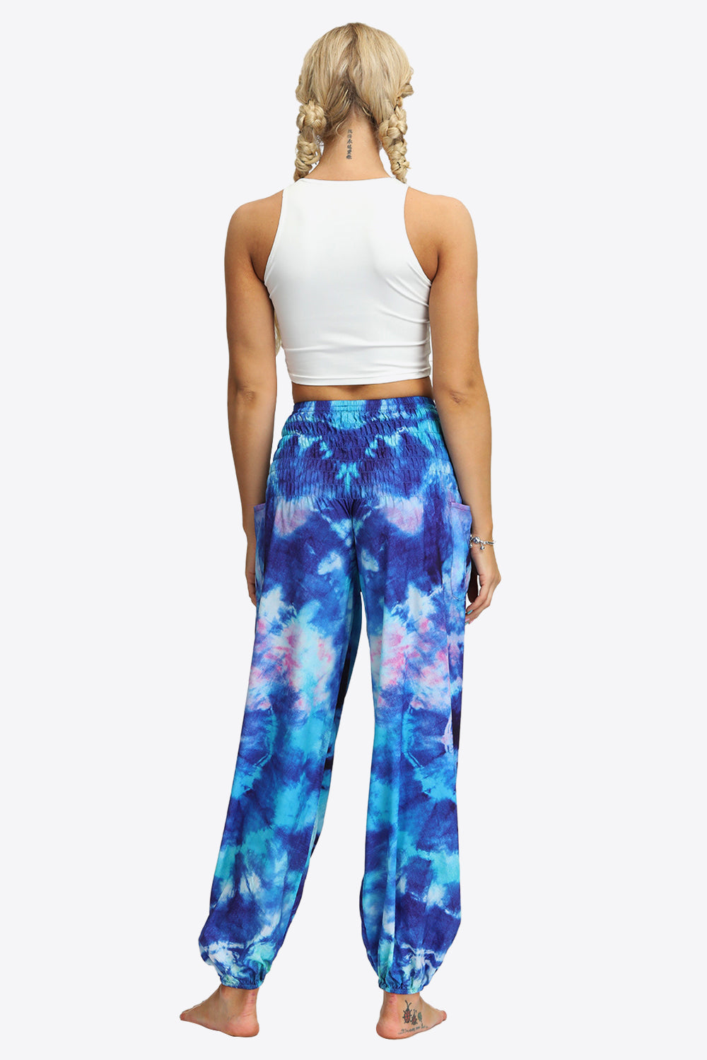 Tie-Dye Smocked Joggers Trendsi