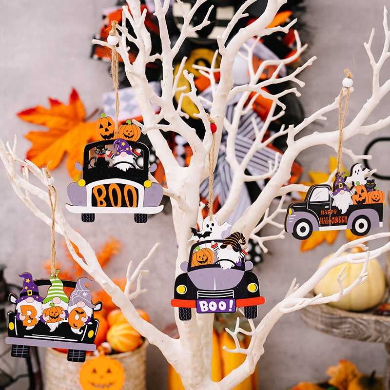 4-Piece Halloween Element Car-Shape Hanging Widgets Trendsi