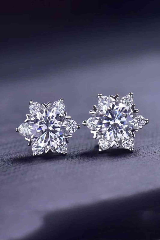 2 Carat Moissanite Floral Stud Earrings Trendsi