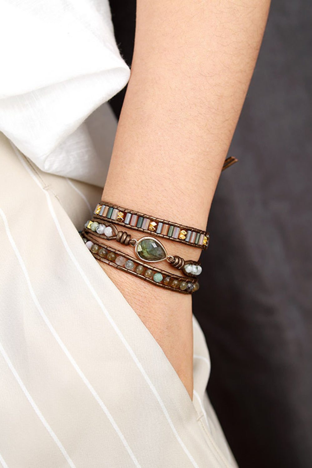 Handmade Triple Layer Beaded Bracelet Trendsi