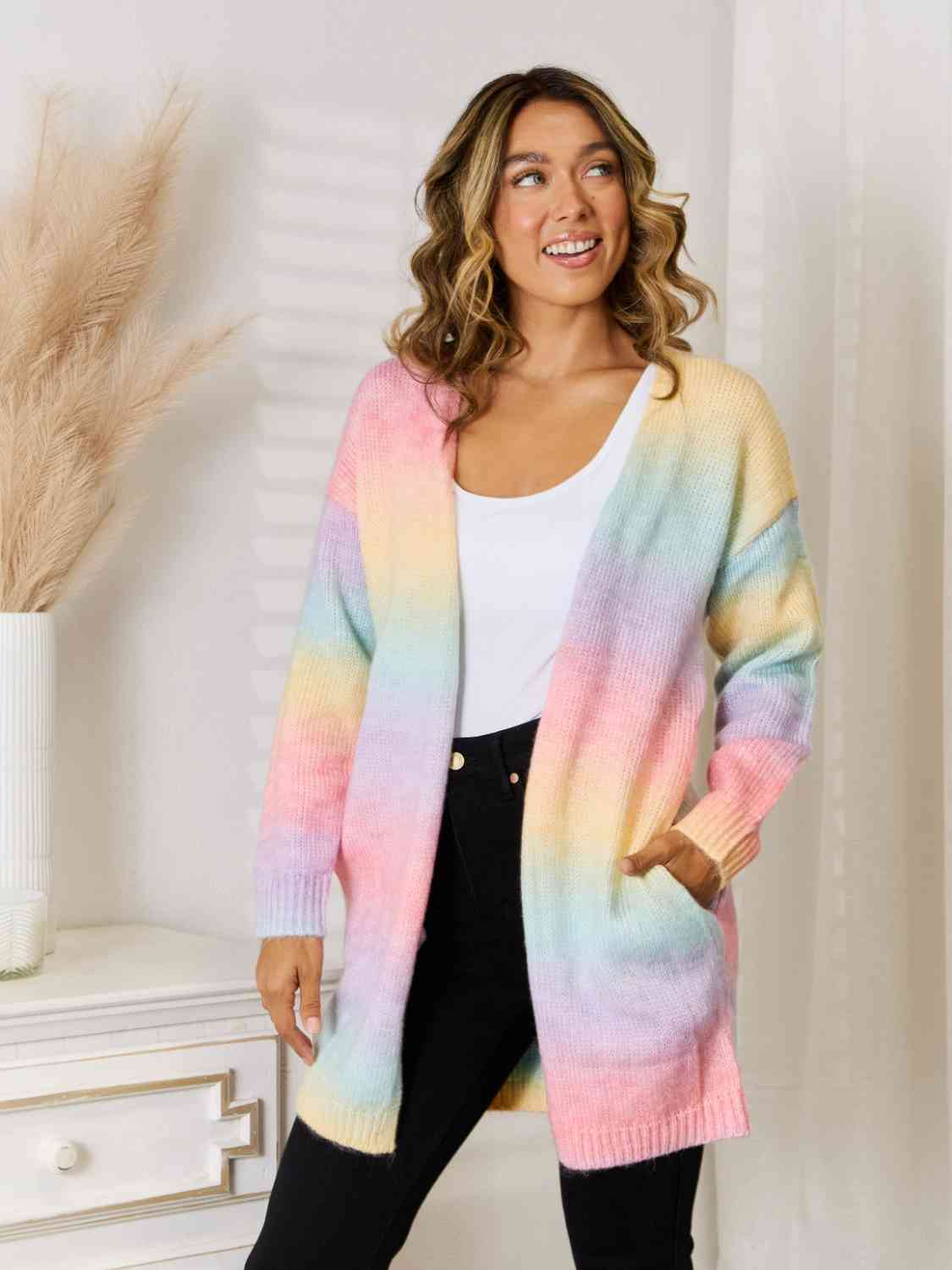 Full Size Gradient Open Front Cardigan Trendsi