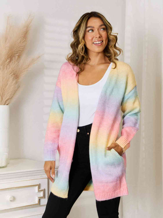 Full Size Gradient Open Front Cardigan Trendsi