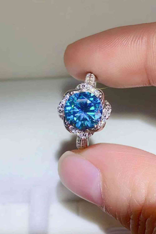 2 Carat Cobalt Blue Moissanite 925 Sterling Silver Ring Trendsi