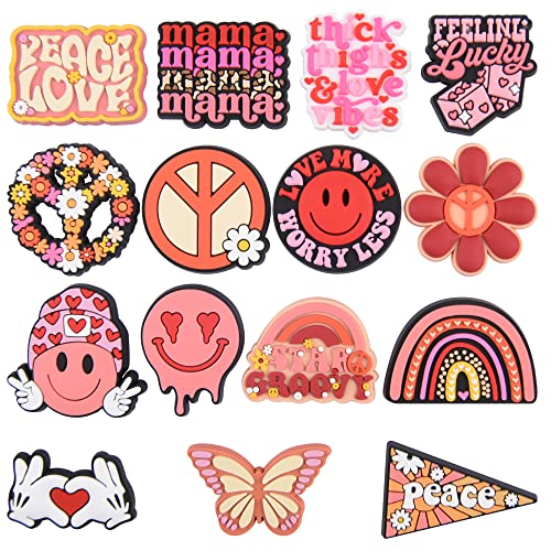 MoreDays Peace Love Shoe Charms For Women Girls Sandals Shoes Decoration Accessories Birthday Xmas Gifts MD 15pcs MoreDays