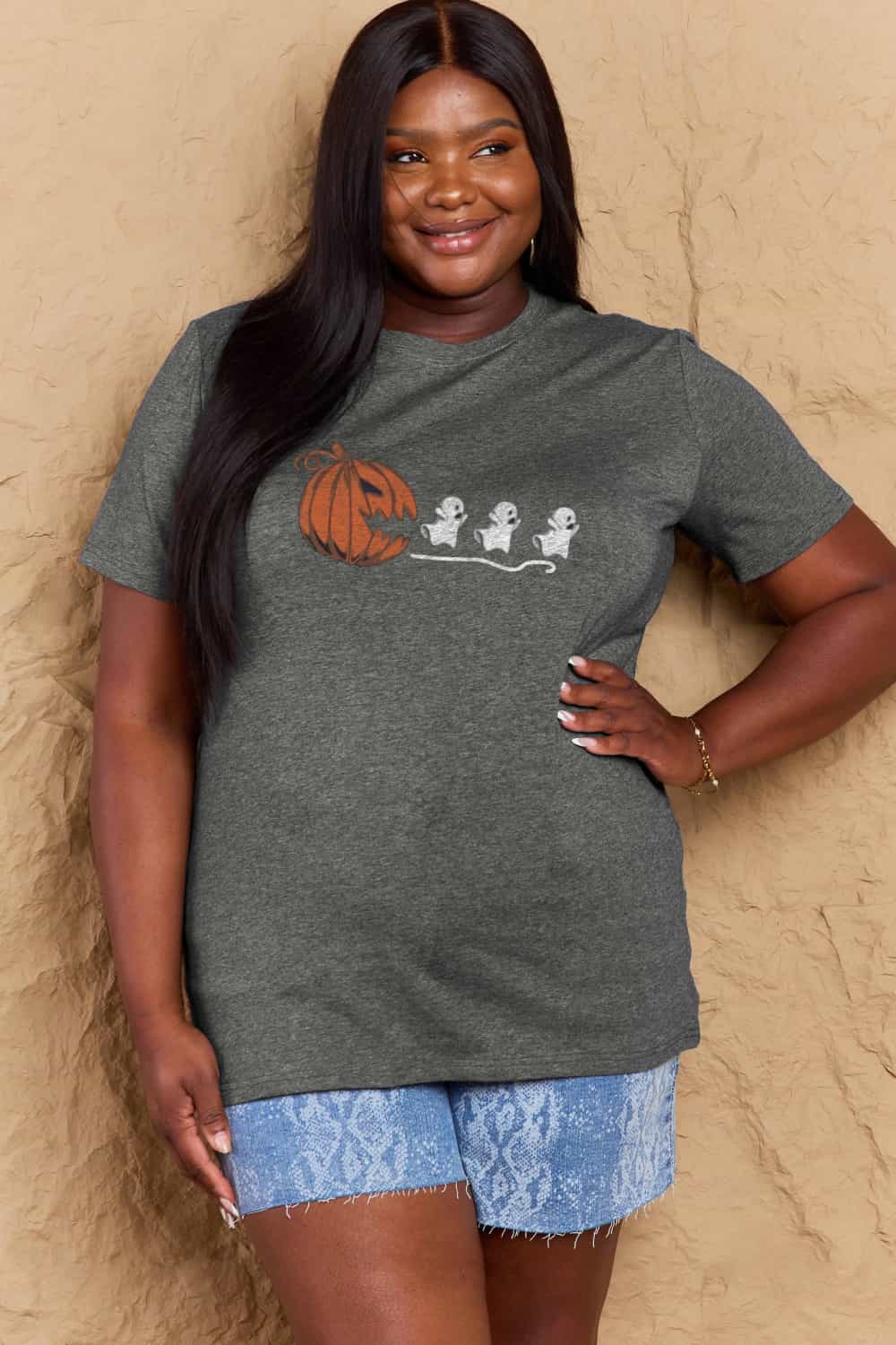 Simply Love Full Size Jack-O'-Lantern Graphic Cotton T-Shirt Trendsi