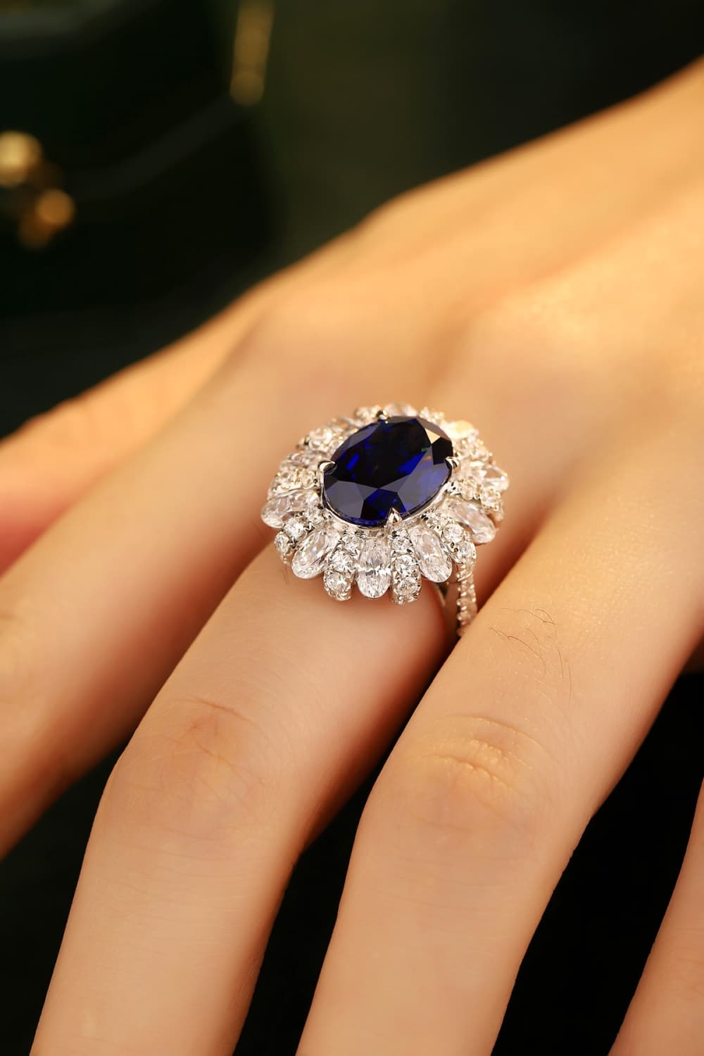 5 Carat Lab-Grown Sapphire Flower Shape Ring Trendsi