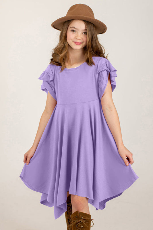 Round Neck Petal Sleeve Dress Trendsi