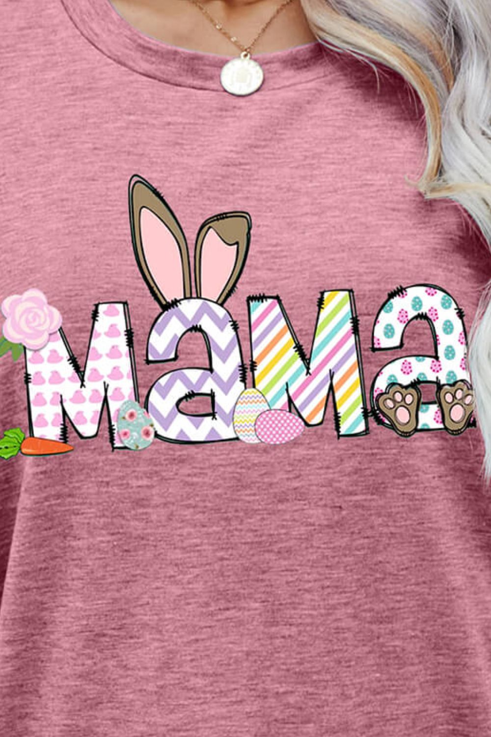 Easter MAMA Graphic Round Neck T-Shirt Trendsi