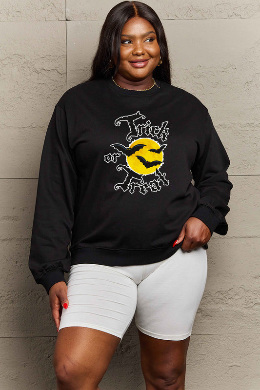 Simply Love Full Size TRICK OR TREAT Graphic Sweatshirt Trendsi