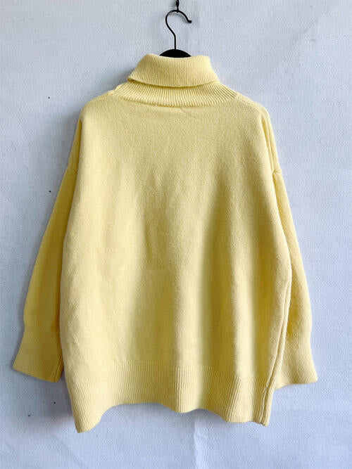 Turtleneck Long Sleeve Sweater Trendsi