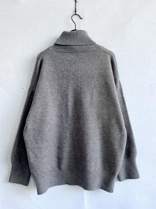 Turtleneck Long Sleeve Sweater Trendsi