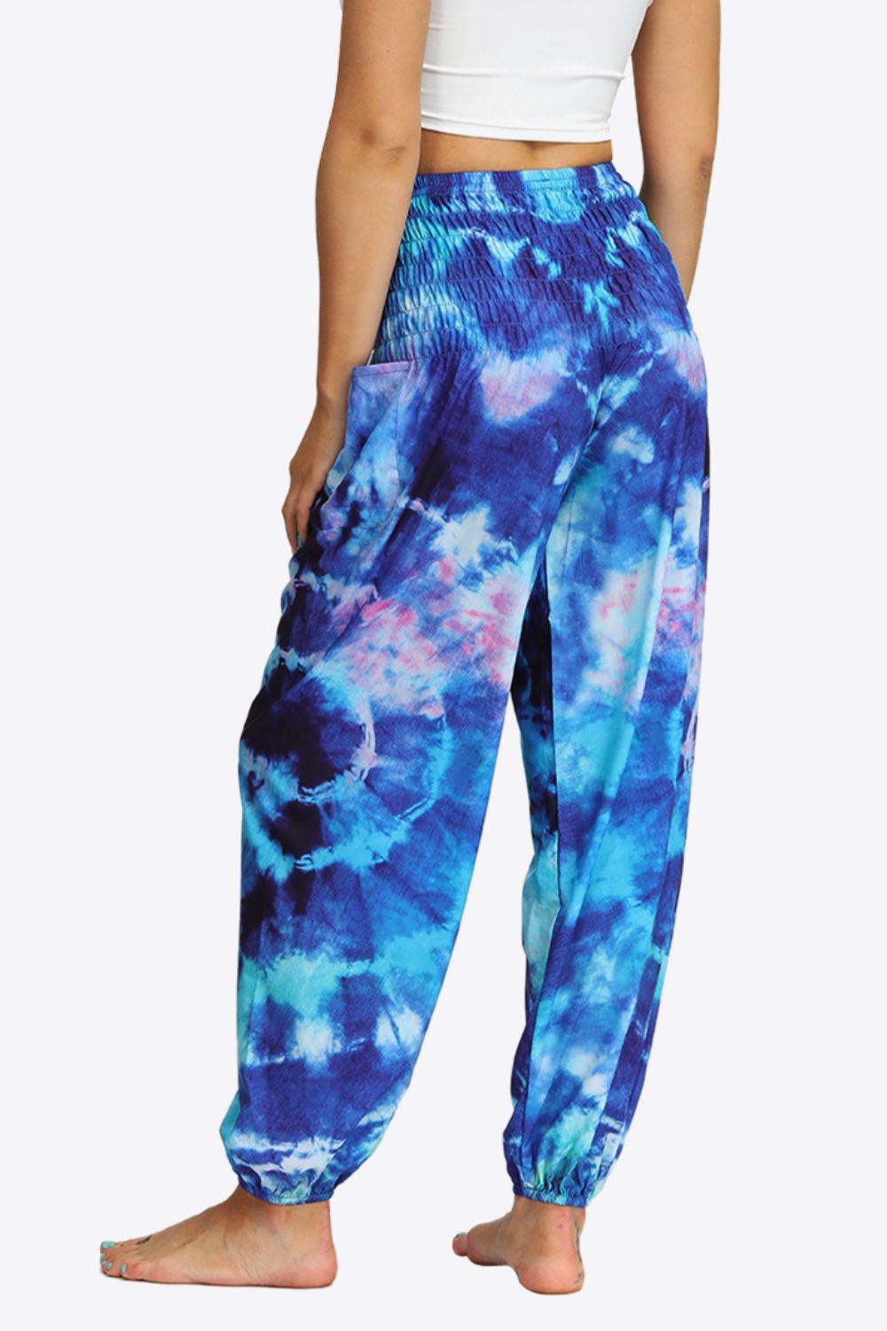 Tie-Dye Smocked Joggers Trendsi