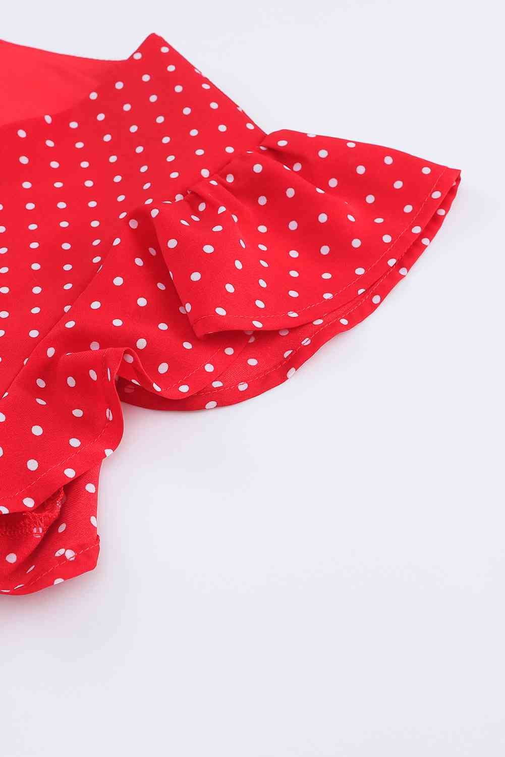 Polka Dot Surplice Neck Tie Waist Dress Trendsi