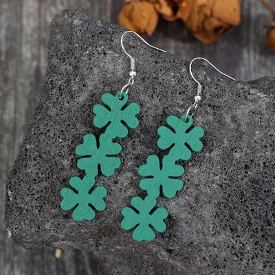 Lucky Clover Wooden Dangle Earrings Trendsi