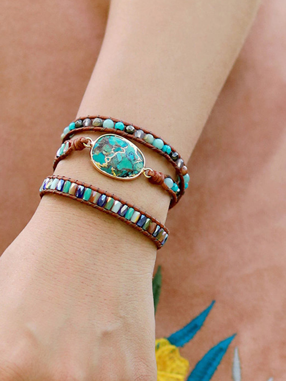 Triple-Layer Natural Stone Bracelet Trendsi