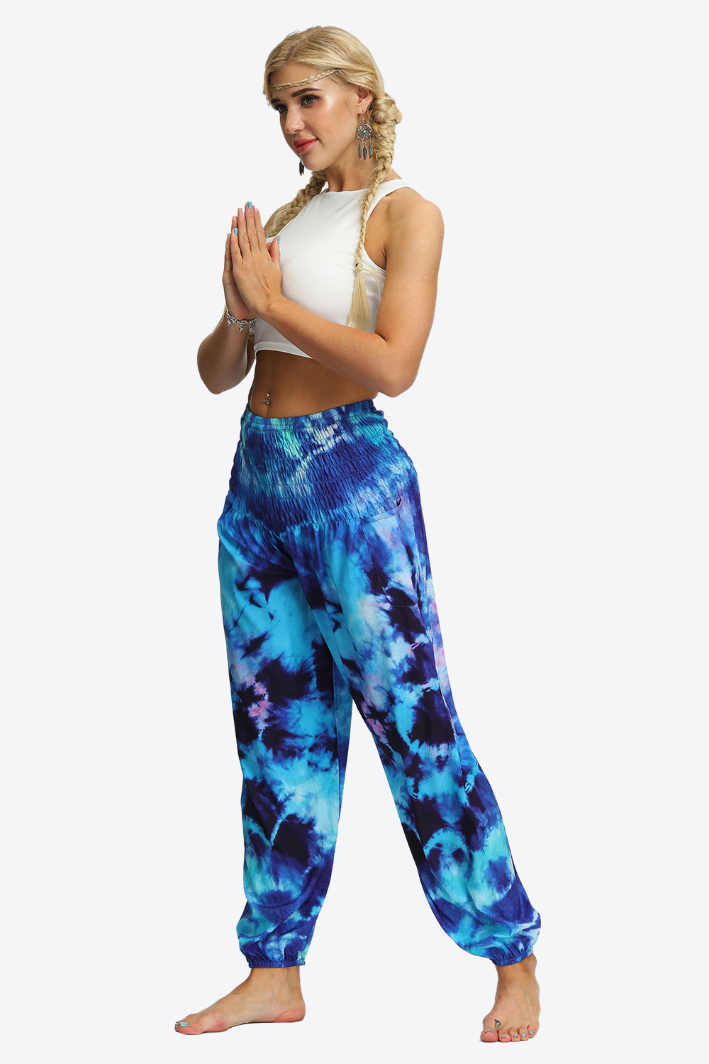 Tie-Dye Smocked Joggers Trendsi