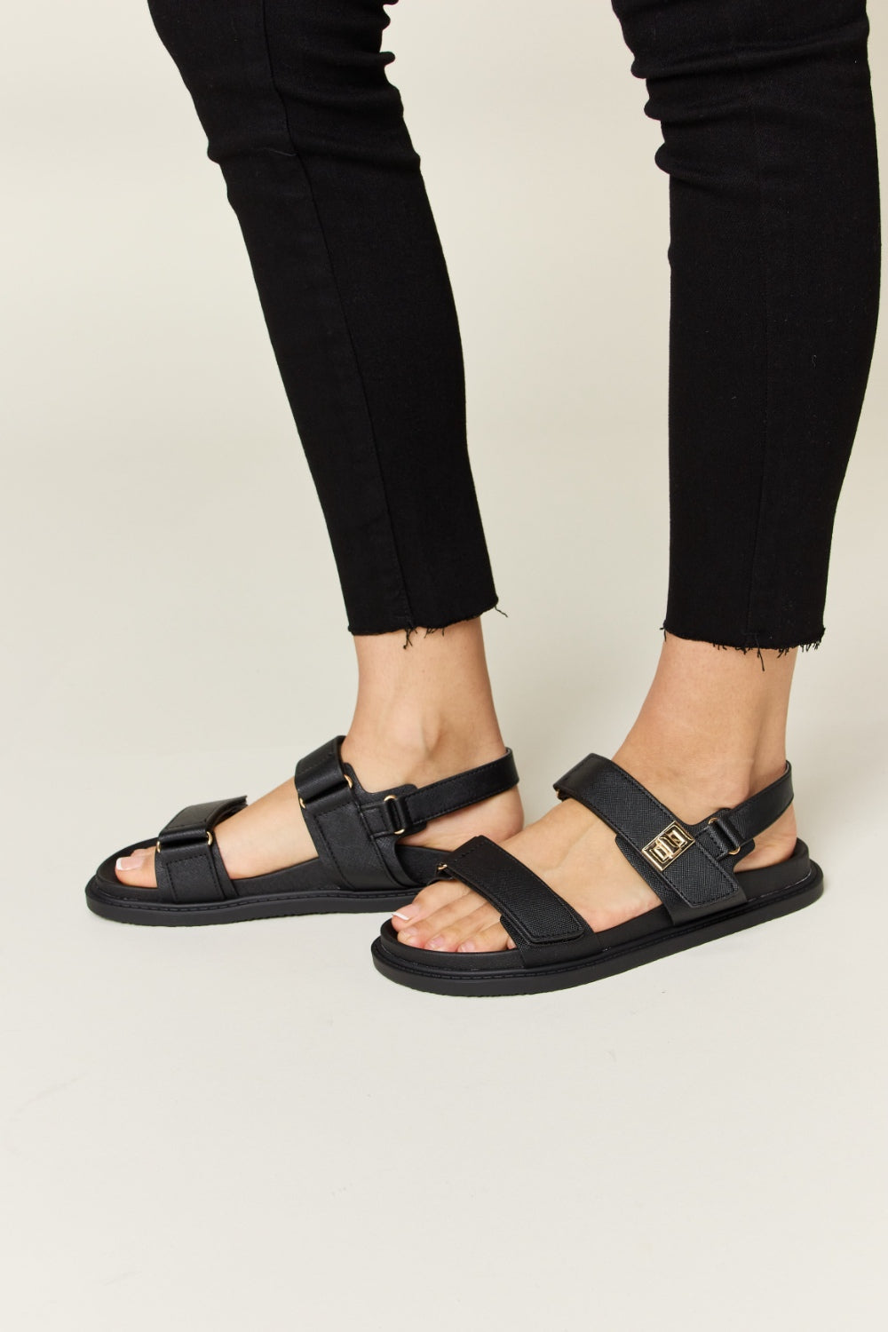 WILD DIVA Velcro Double Strap Slingback Sandals Trendsi