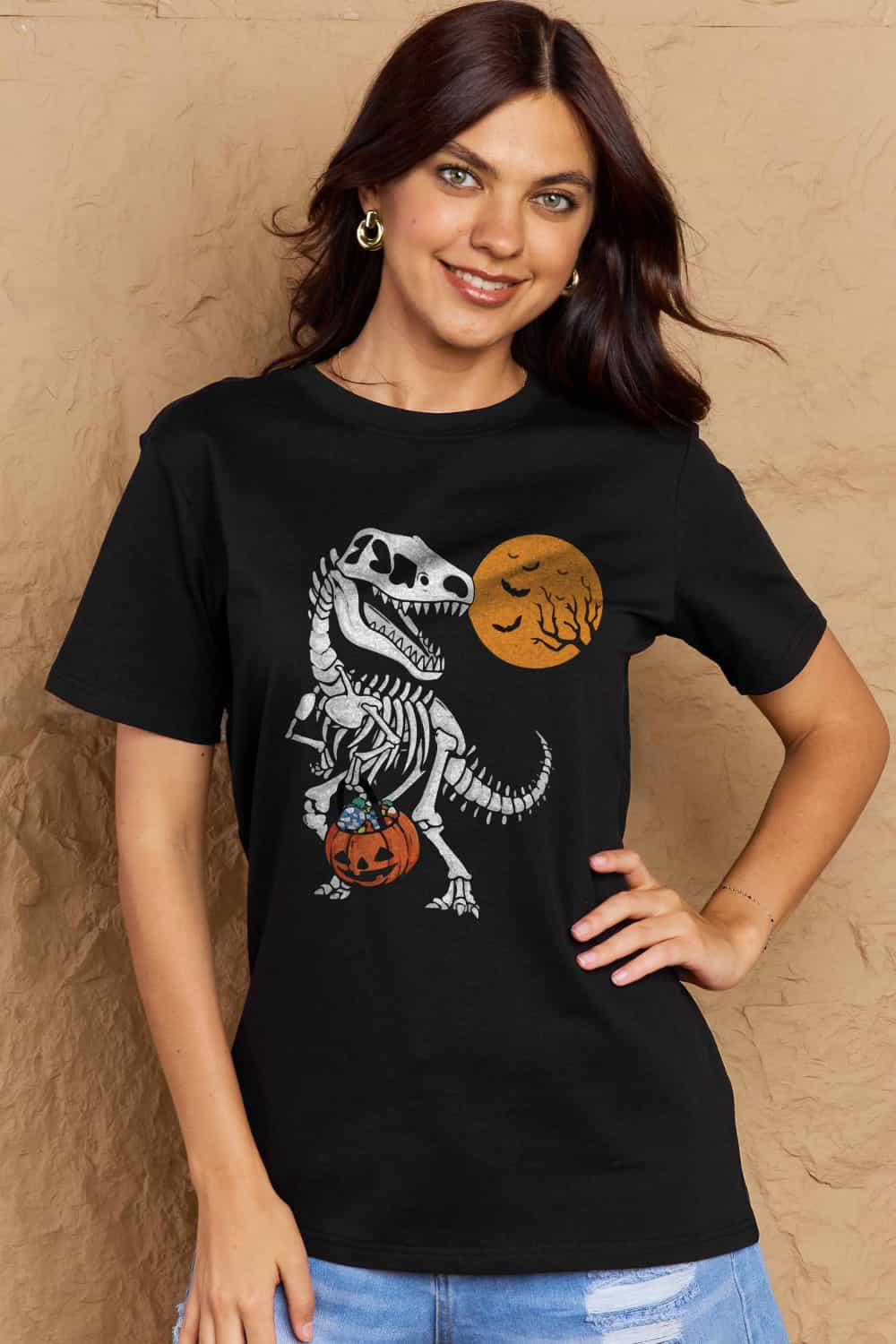 Simply Love Full Size Dinosaur Skeleton Graphic Cotton T-Shirt Trendsi