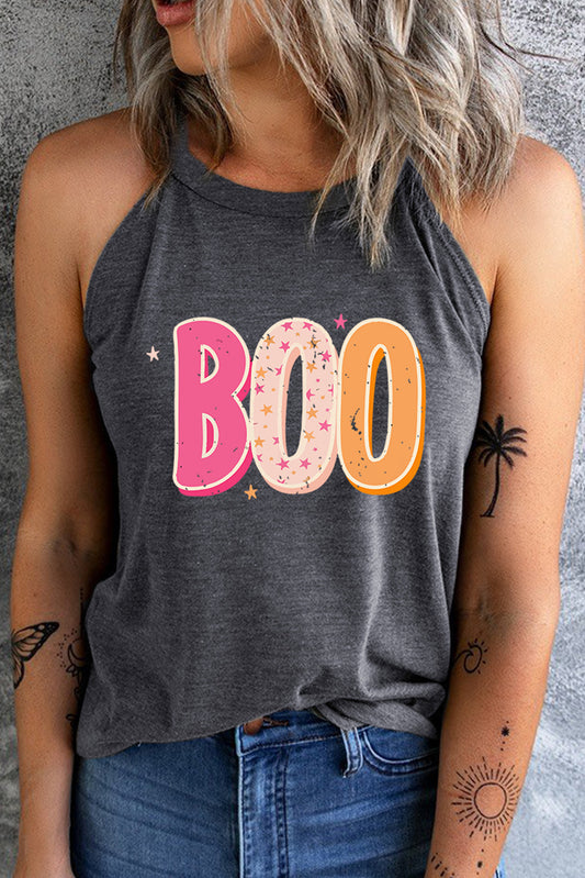 Round Neck Sleeveless BOO Graphic Tank Top Trendsi
