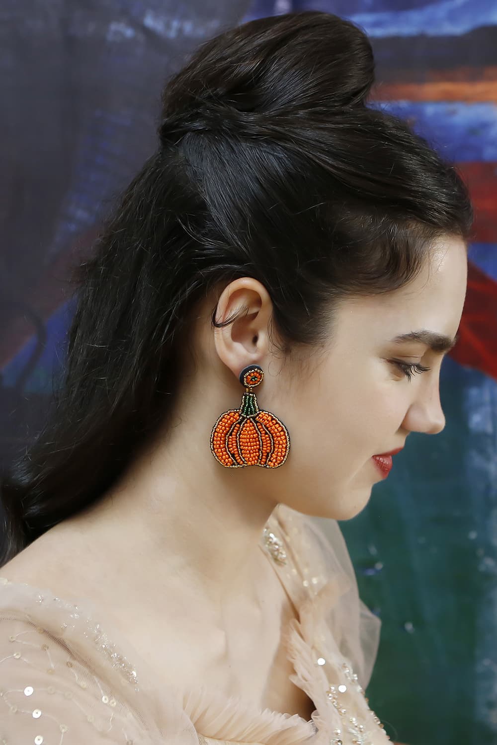 Beads Detail Pumpkin Shape Dangle Earring Trendsi