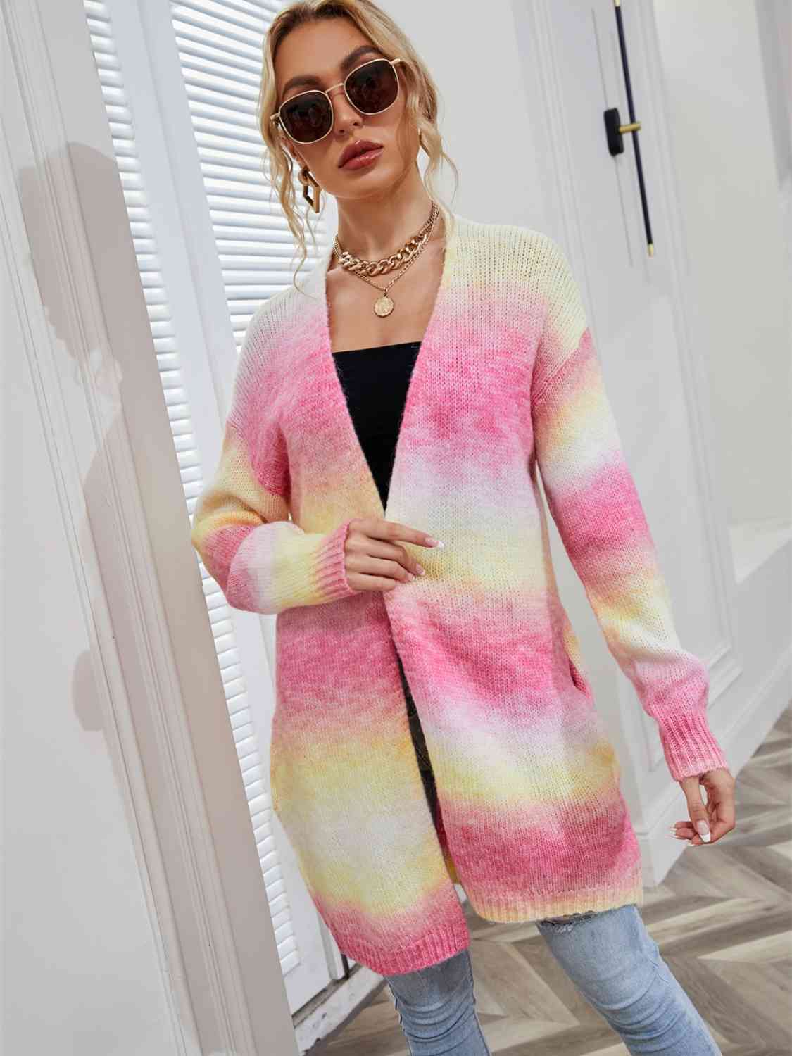 Full Size Gradient Open Front Cardigan Trendsi