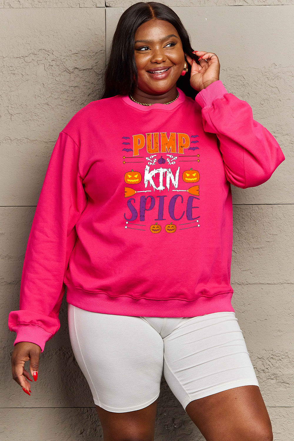 Simply Love Full Size PUMPKIN SPICE Graphic Sweatshirt Trendsi