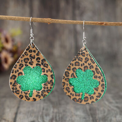Leopard Hollowed Leather Teardrop Earrings Trendsi