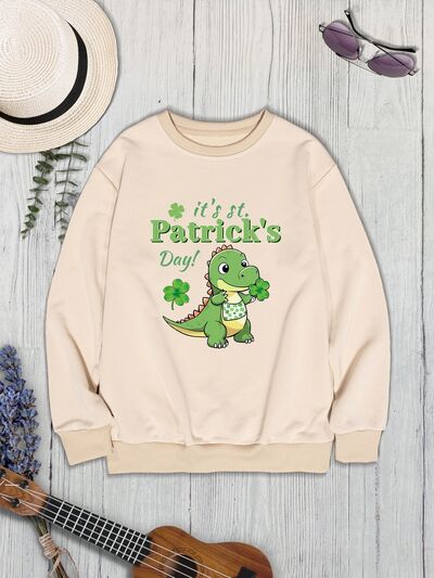 IT'S ST. PATRICK'S DAY Graphic Round Neck Sweatshirt Trendsi