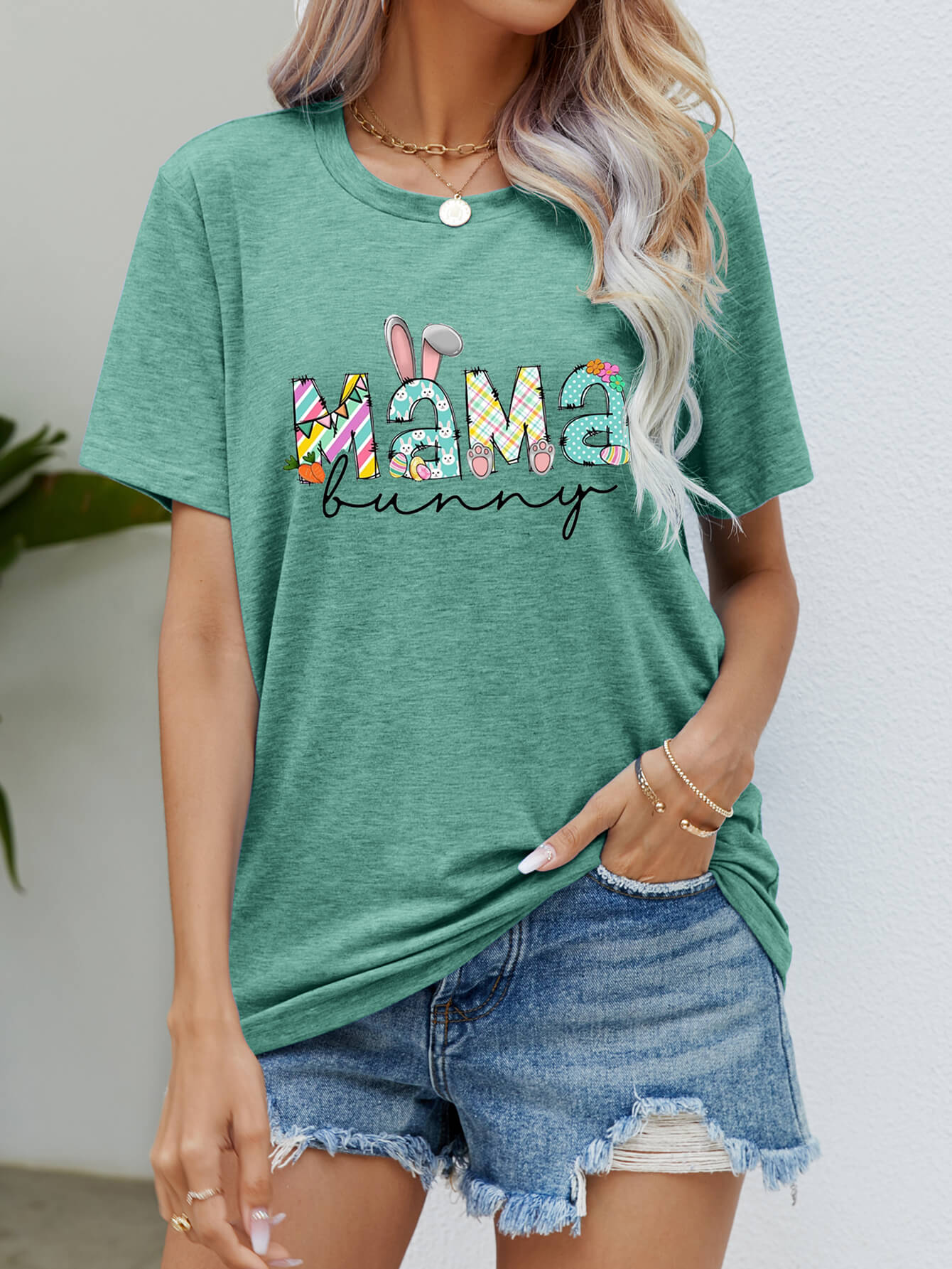 MAMA BUNNY Easter Graphic Tee Trendsi