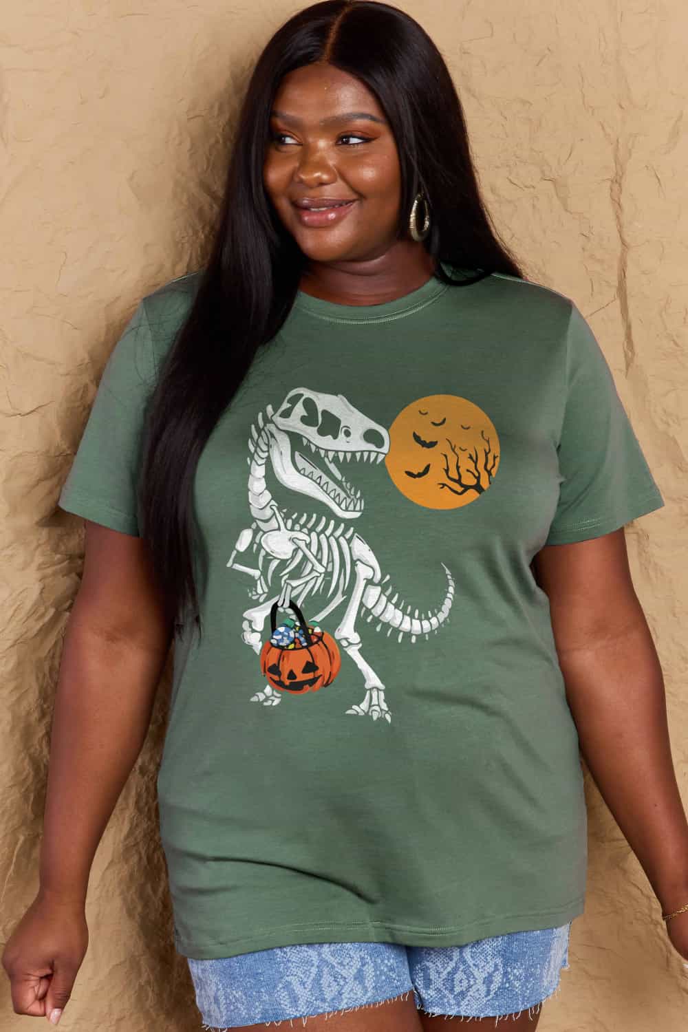 Simply Love Full Size Dinosaur Skeleton Graphic Cotton T-Shirt Trendsi