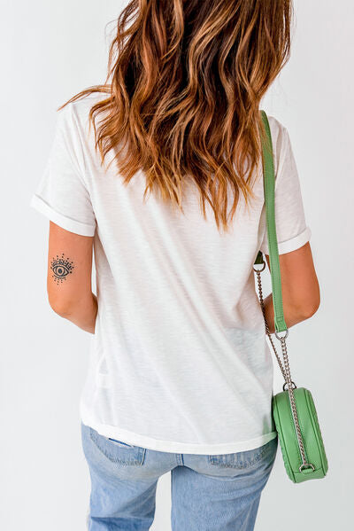 NOT LUCKY JUST BLESSED Round Neck T-Shirt Trendsi