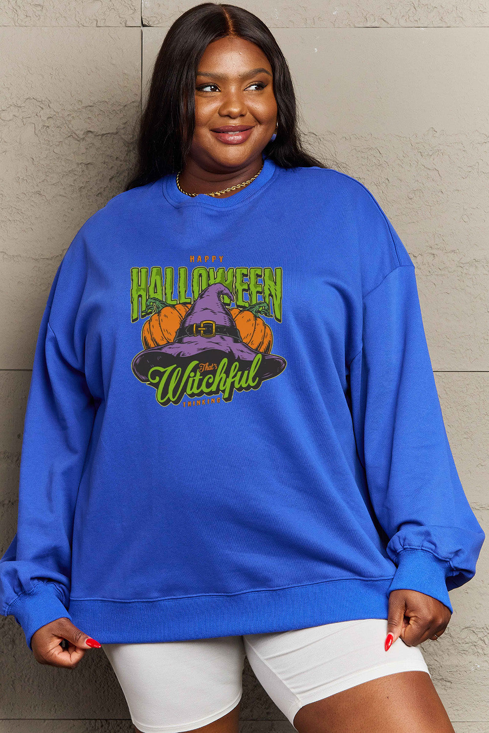 Simply Love Full Size Witch Hat Graphic Sweatshirt Trendsi
