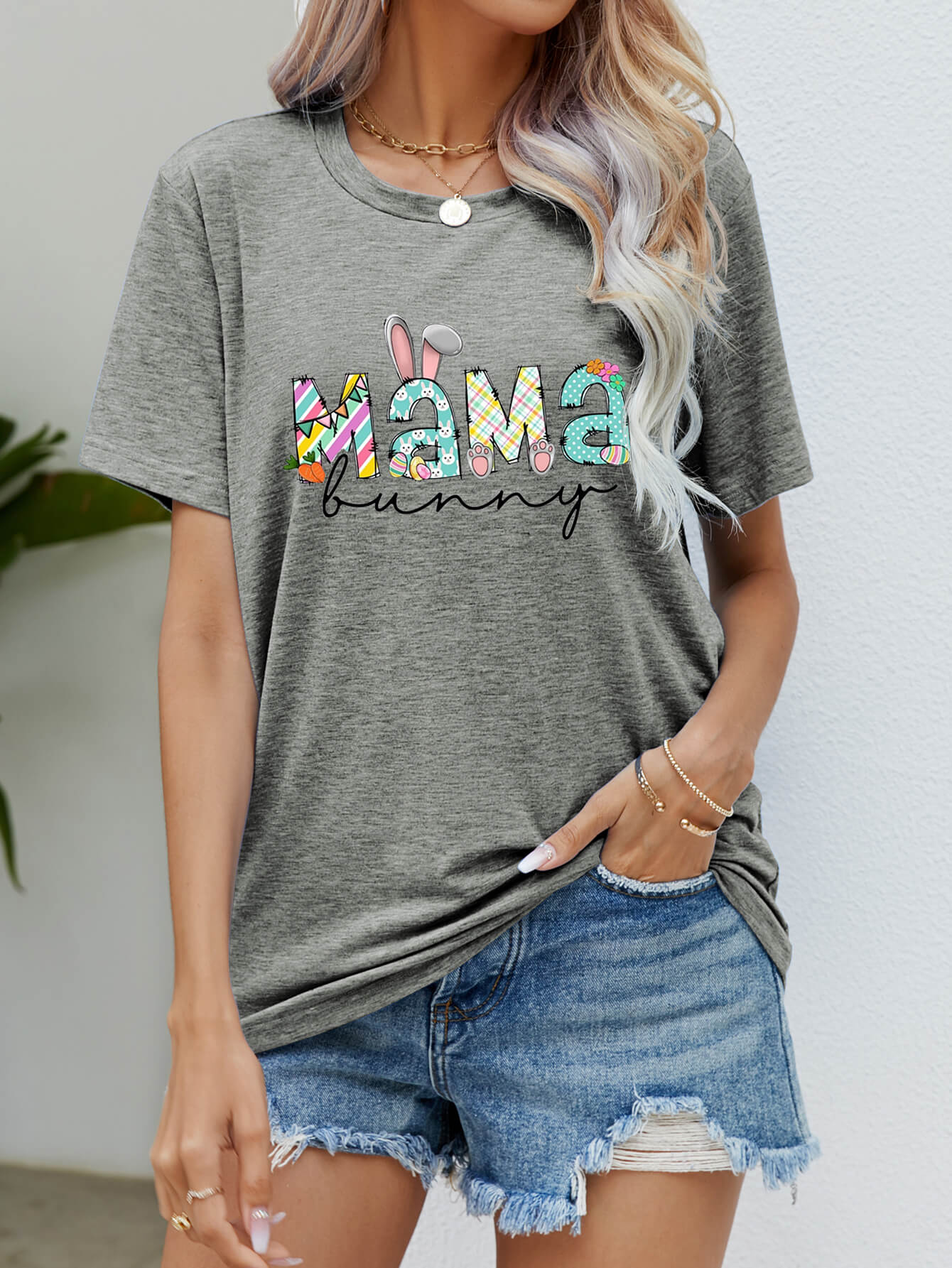 MAMA BUNNY Easter Graphic Tee Trendsi