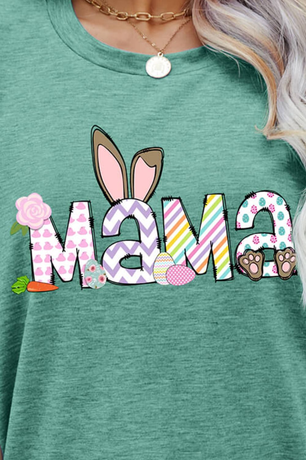 Easter MAMA Graphic Round Neck T-Shirt Trendsi