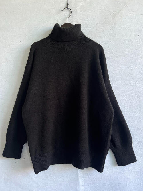 Turtleneck Long Sleeve Sweater Trendsi