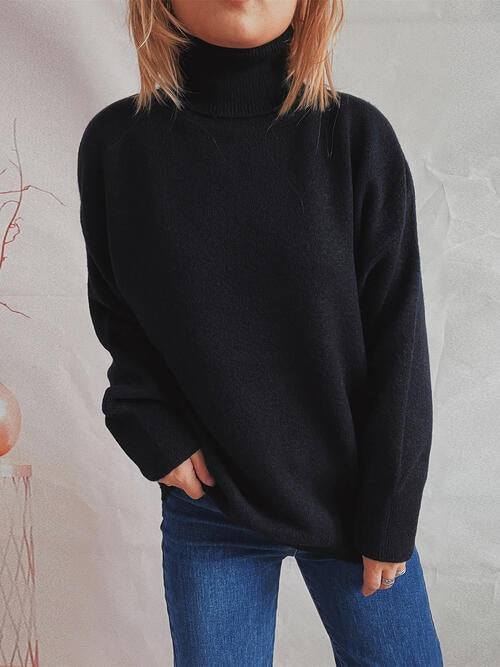 Turtleneck Long Sleeve Sweater Trendsi