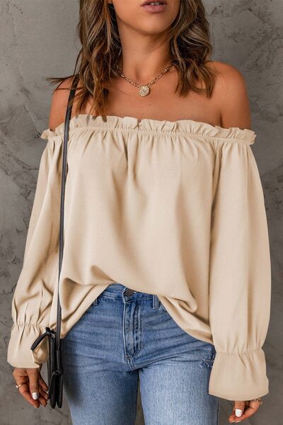 Frill Off-Shoulder Flounce Sleeve Blouse Trendsi
