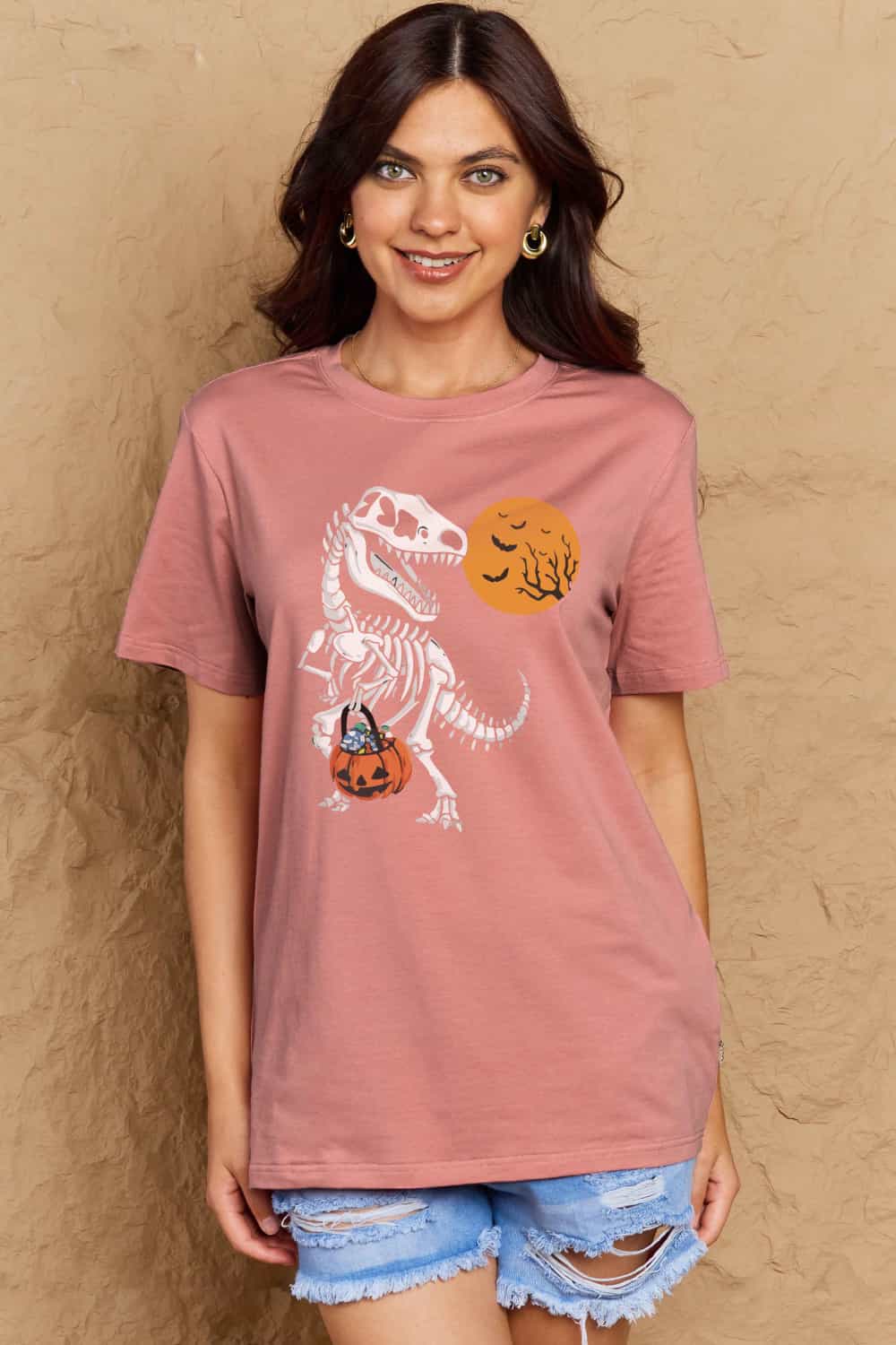 Simply Love Full Size Dinosaur Skeleton Graphic Cotton T-Shirt Trendsi