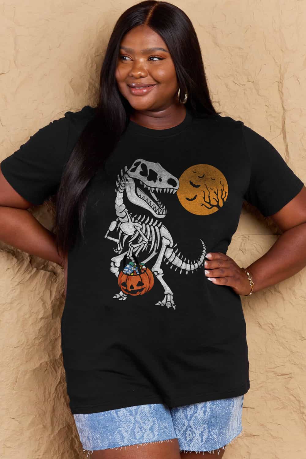 Simply Love Full Size Dinosaur Skeleton Graphic Cotton T-Shirt Trendsi