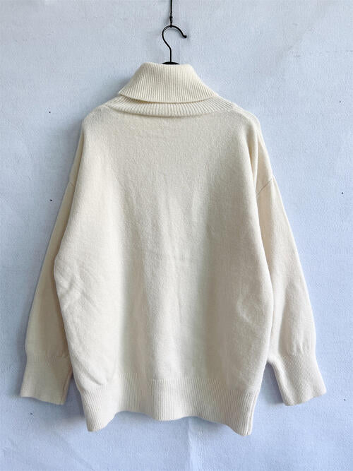 Turtleneck Long Sleeve Sweater Trendsi