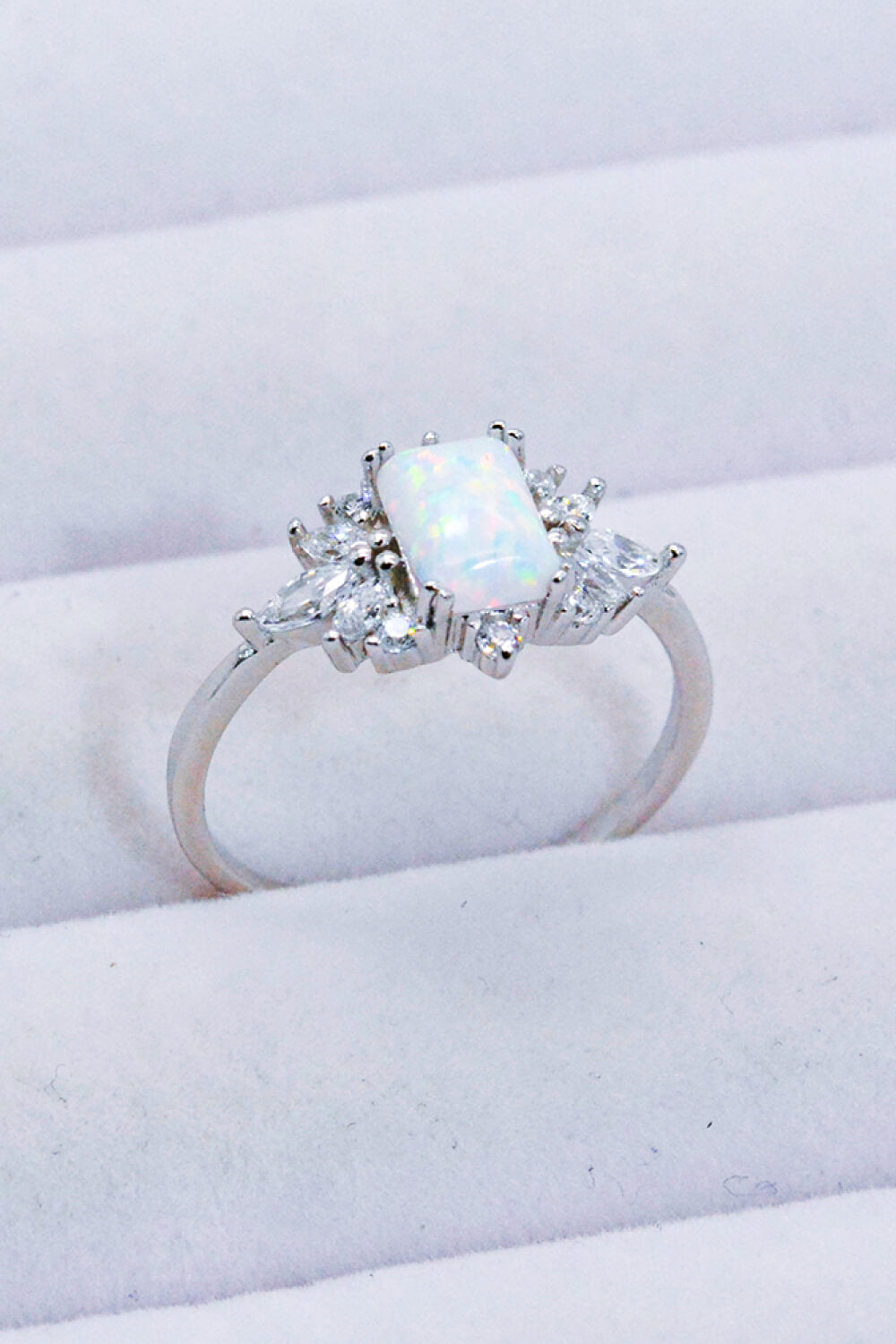 925 Sterling Silver Zircon and Opal Ring Trendsi