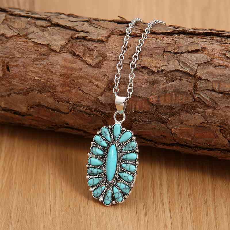 Artificial Turquoise Pendant Alloy Necklace Trendsi